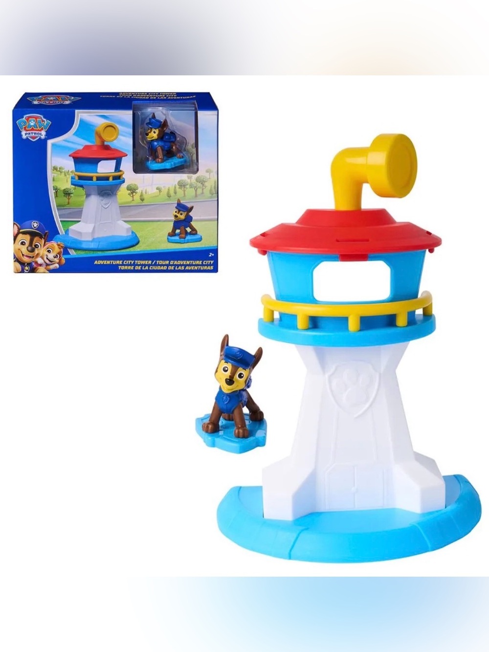Paw Patrol Blue, Red and Yellow Adventure Tower Playset with Chase Figure